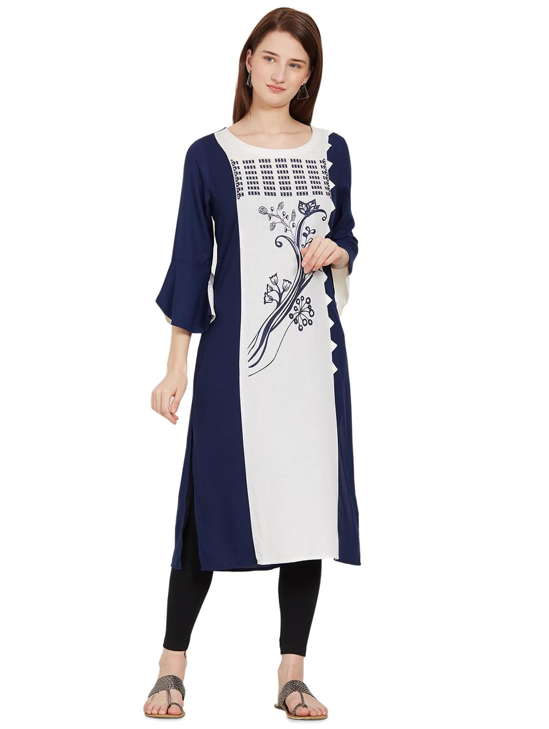 Contrast straight kurta - 16187729 - Zoom Image - 1
