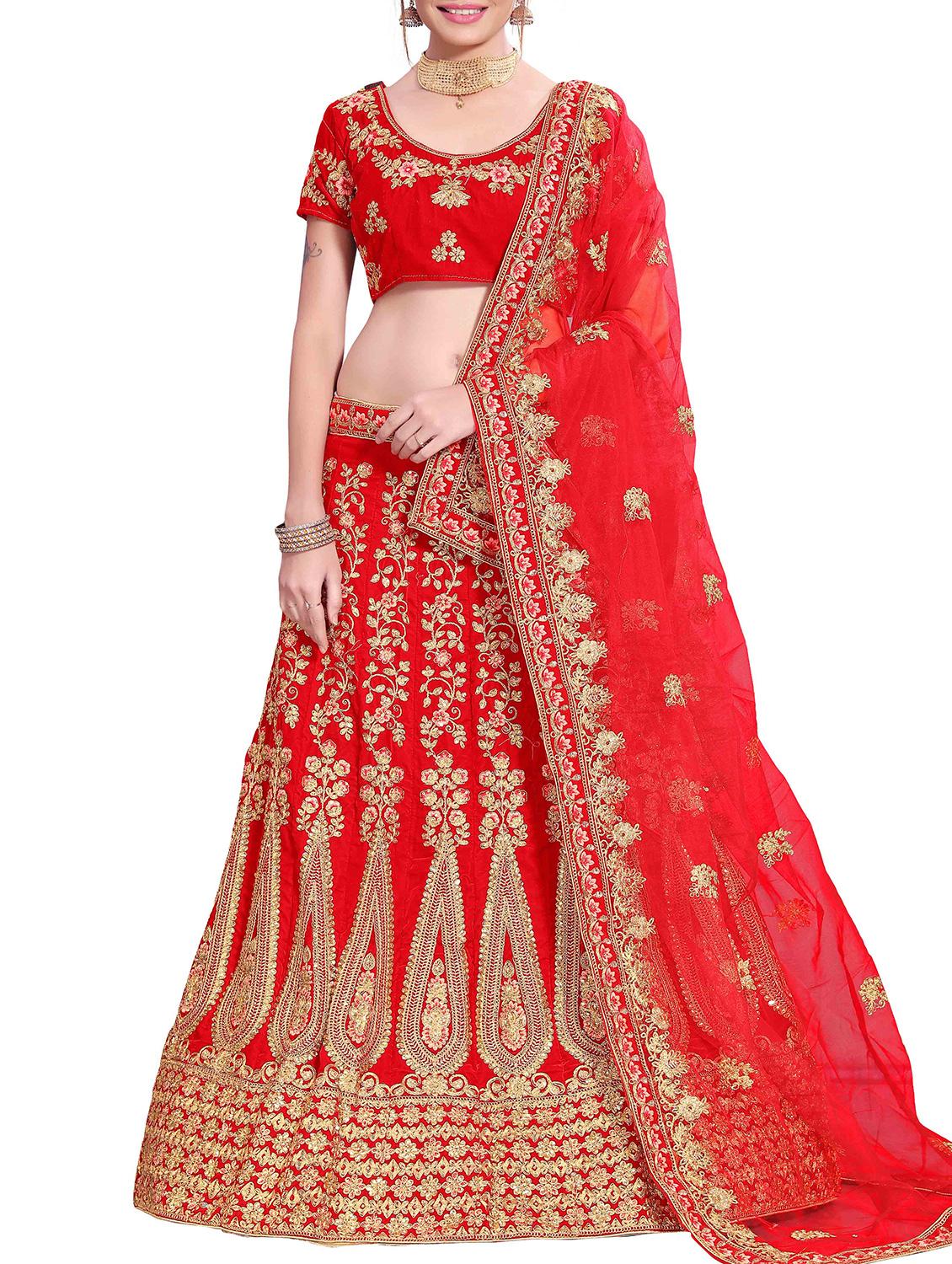 zari embroidered a-line lehenga - 16187994 - Zoom Image - 1