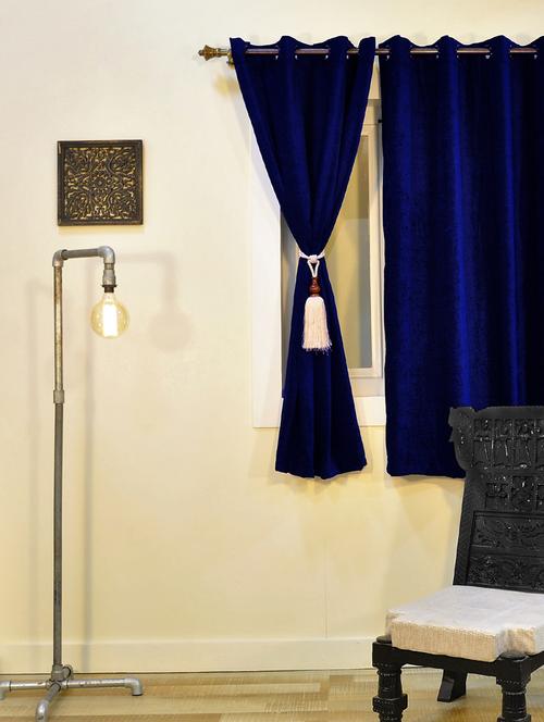 Monochrome Single Polyester Window Curtain - Royal Blue - 16189816 - Standard Image - 1