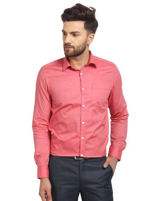 orange solid formal shirt - 16190408 - Standard Image - 1