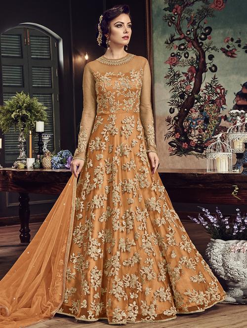 Embellished anarkali semi-stitched suit - 16190434 - Standard Image - 1