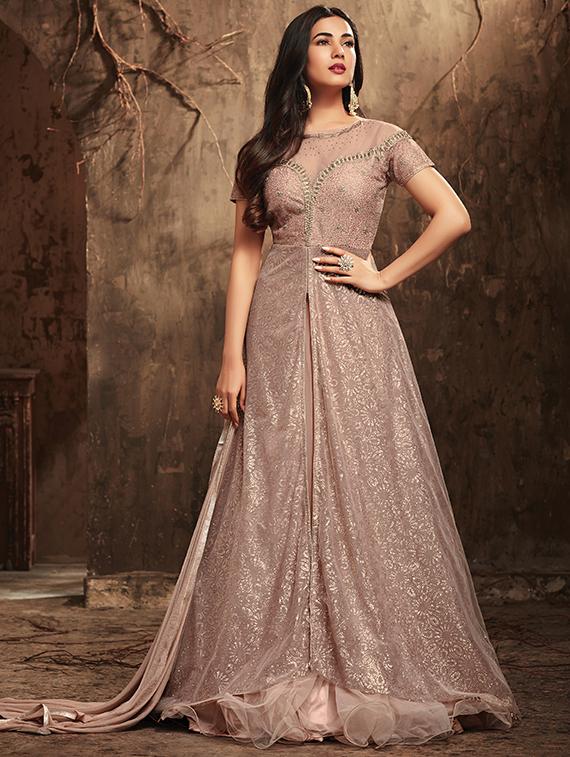 embroidered semi-stitched anarkali suit - 16190469 - Zoom Image - 1