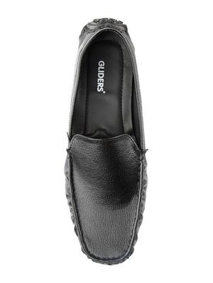 black leatherette slip on loafers - 16190735 - Standard Image - 3