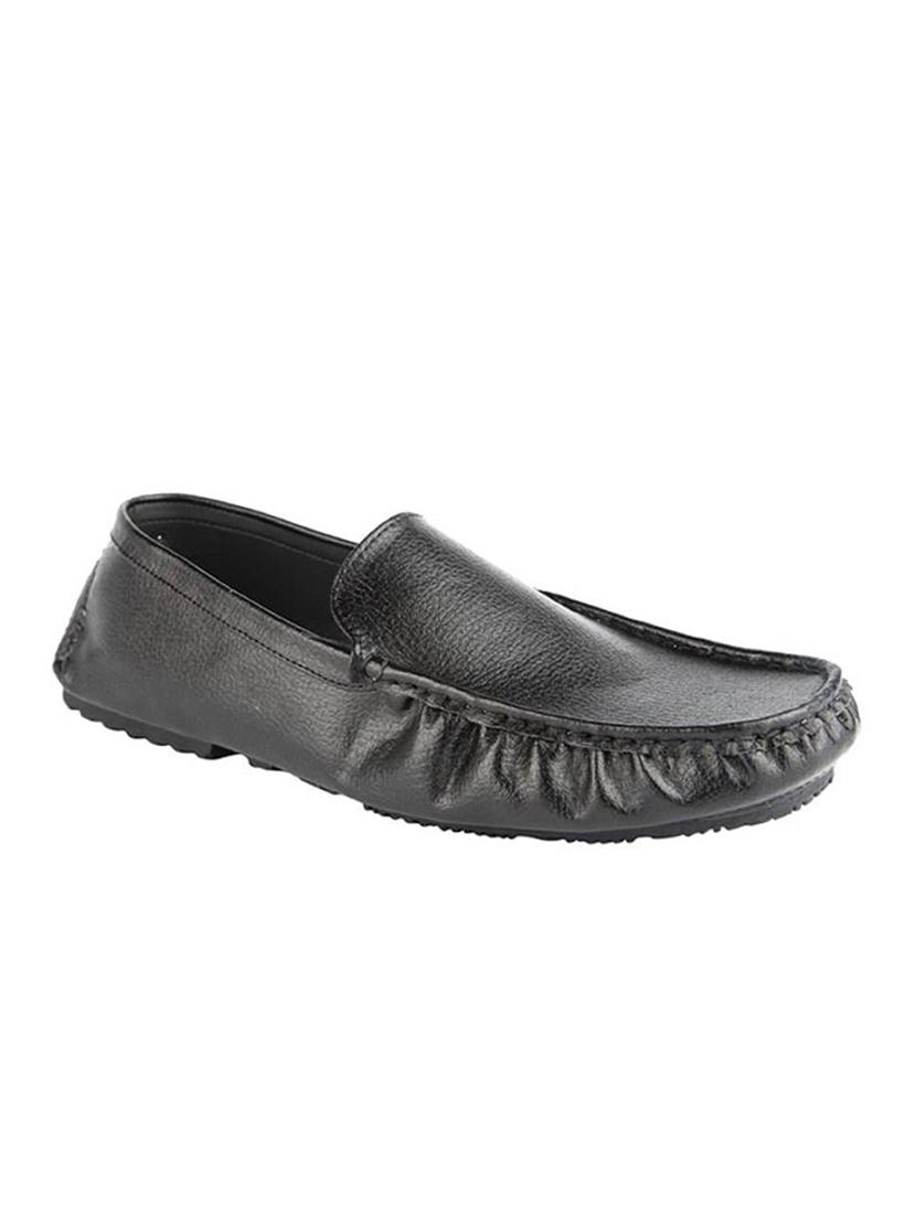black leatherette slip on loafers - 16190735 - Zoom Image - 1