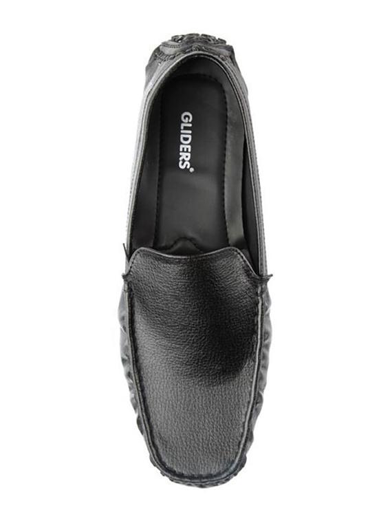 black leatherette slip on loafers - 16190735 - Zoom Image - 3