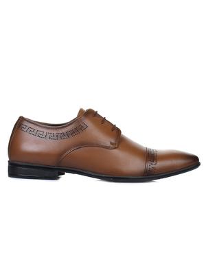 tan leatherette lace-up derbys - 16190783 - Standard Image - 2