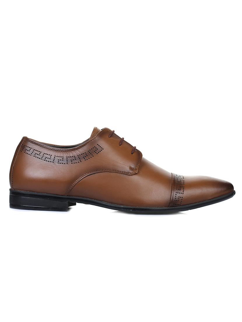 tan leatherette lace-up derbys - 16190783 - Zoom Image - 2