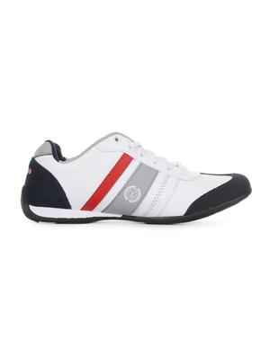 white leatherette lace up sneakers - 16190791 - Standard Image - 2