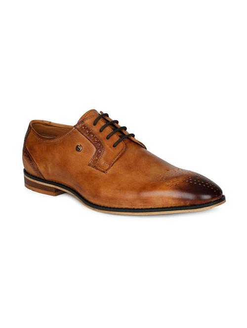 tan leather lace-up derbys - 16190849 - Standard Image - 1