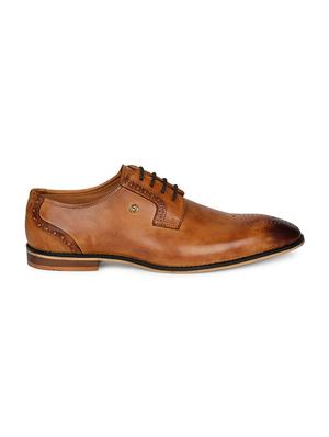 tan leather lace-up derbys - 16190849 - Standard Image - 2