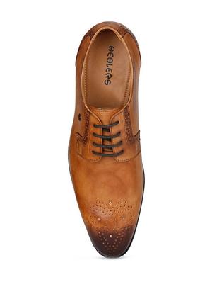 tan leather lace-up derbys - 16190849 - Standard Image - 3