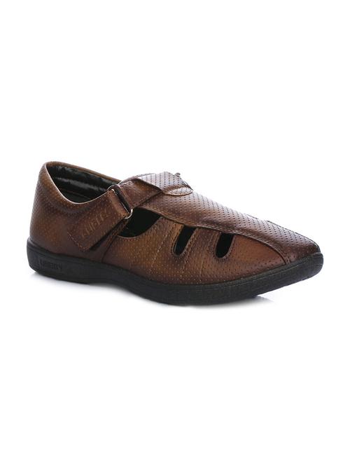 brown leatherette back strap sandals - 16190942 - Standard Image - 1