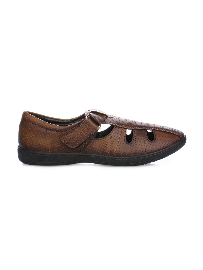 brown leatherette back strap sandals - 16190942 - Zoom Image - 2
