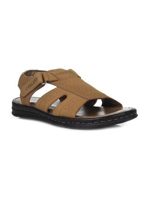 tan leatherette back strap sandals - 16190945 - Standard Image - 1