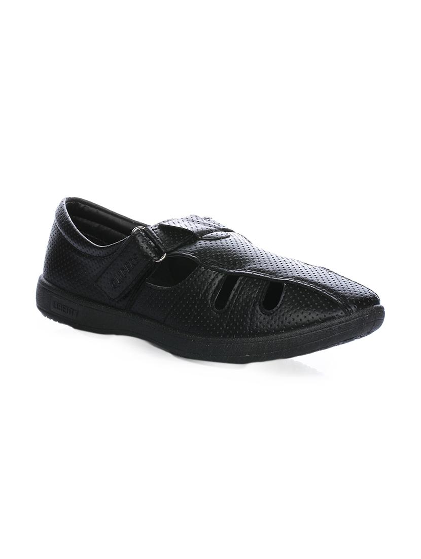black leatherette back strap sandals - 16190958 - Zoom Image - 1