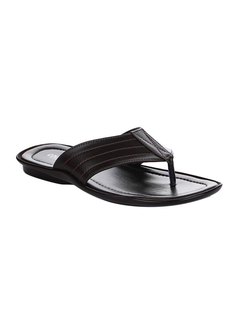 brown leatherette toe separator slippers - 16191023 - Zoom Image - 1