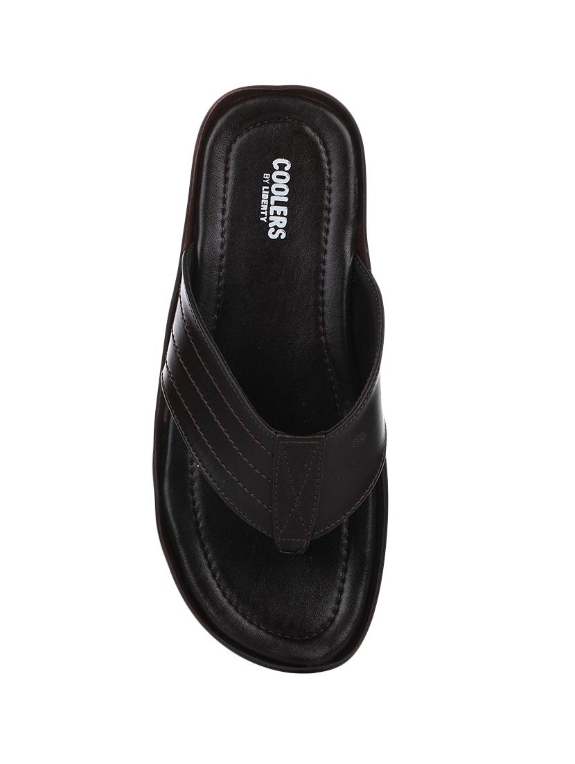 brown leatherette toe separator slippers - 16191023 - Zoom Image - 4