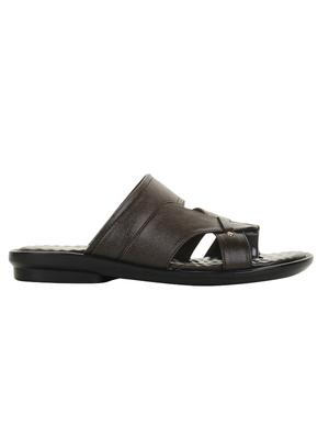 brown leatherette slip on slippers - 16191049 - Standard Image - 2