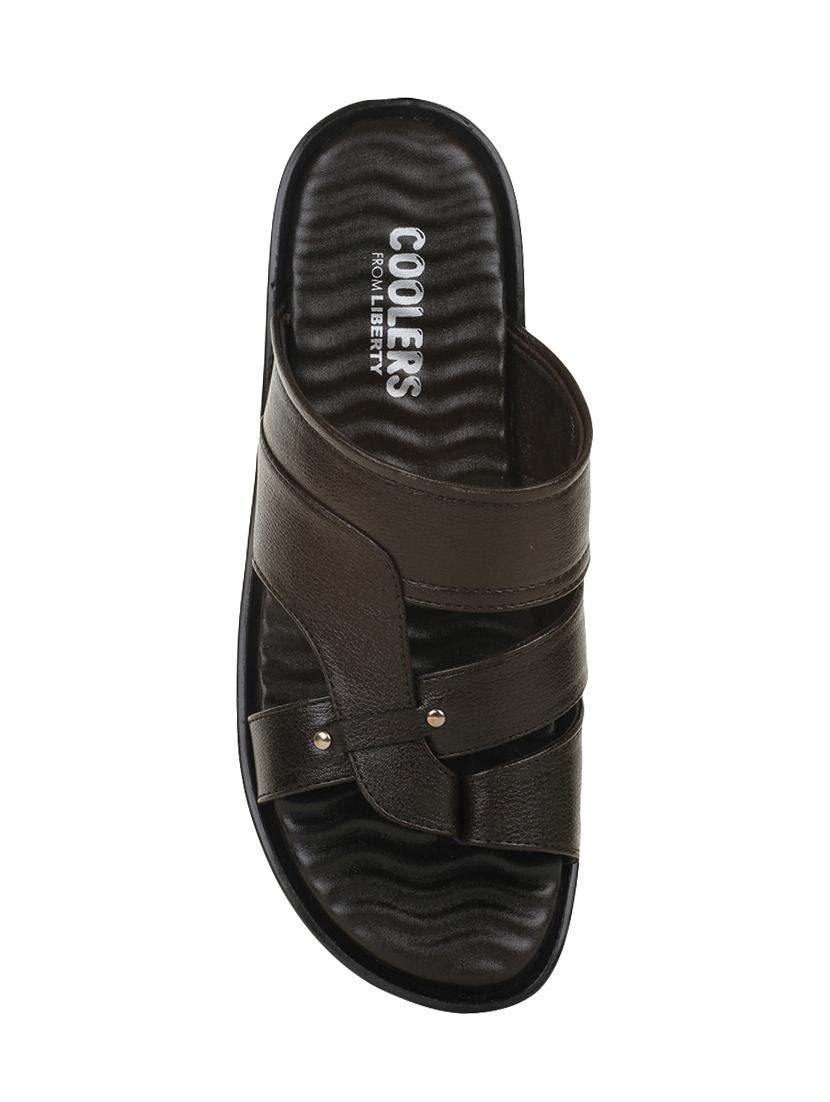 brown leatherette slip on slippers - 16191049 - Zoom Image - 4