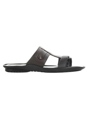 brown leatherette slip on slippers - 16191074 - Standard Image - 2