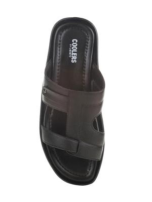 brown leatherette slip on slippers - 16191074 - Standard Image - 4