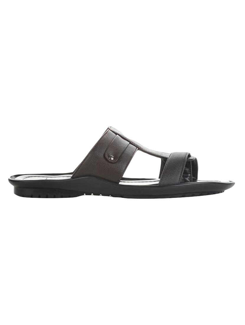 brown leatherette slip on slippers - 16191074 - Zoom Image - 2