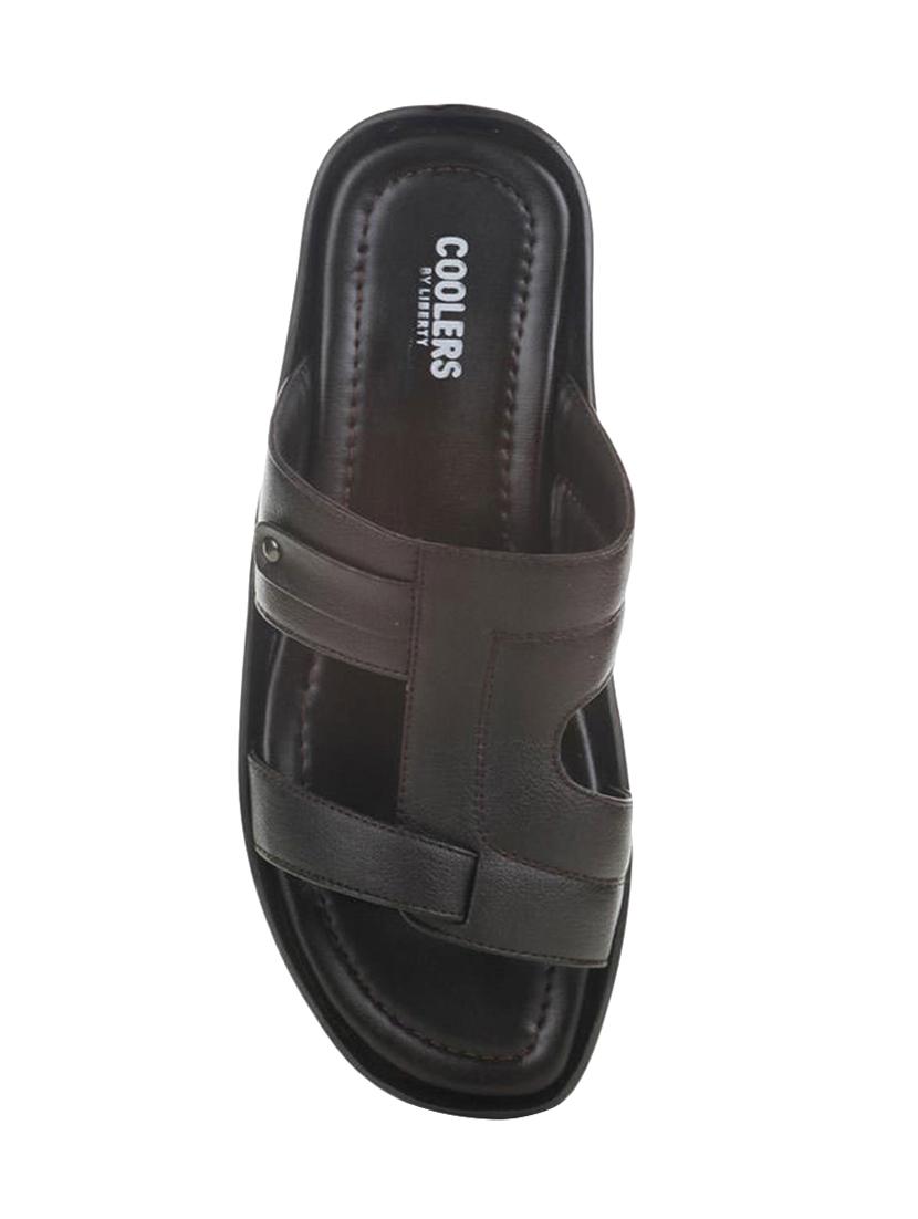 brown leatherette slip on slippers - 16191074 - Zoom Image - 4