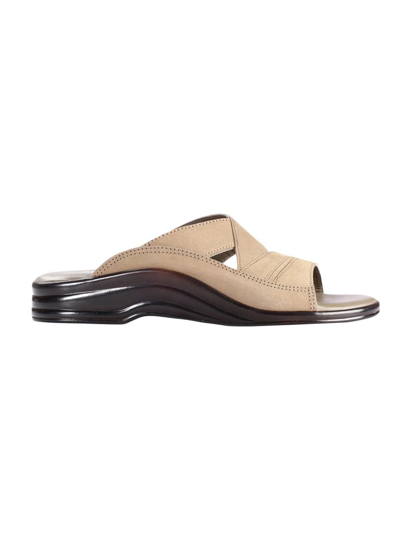 beige leatherette slip on slippers - 16191087 - Zoom Image - 2