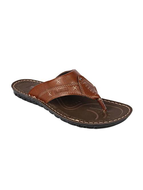 brown leatherette toe separator slippers - 16191101 - Standard Image - 1