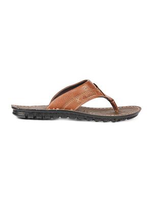 brown leatherette toe separator slippers - 16191101 - Standard Image - 2