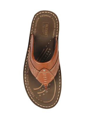 brown leatherette toe separator slippers - 16191101 - Standard Image - 4