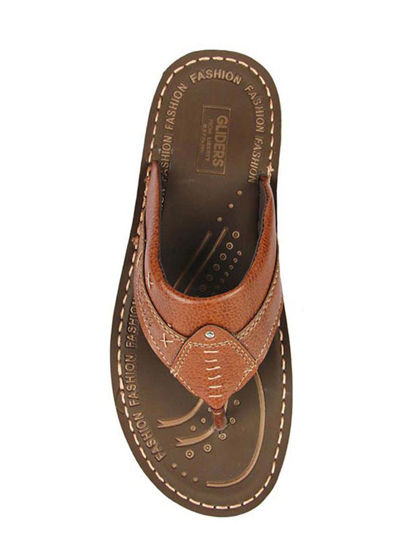 brown leatherette toe separator slippers - 16191101 - Zoom Image - 4