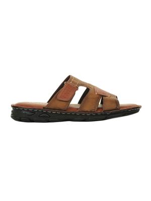 tan leatherette slip on slippers - 16191141 - Standard Image - 2