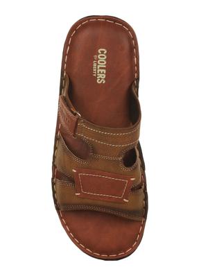 tan leatherette slip on slippers - 16191141 - Standard Image - 4