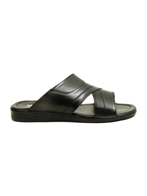 black leatherette slip on slippers - 16191153 - Zoom Image - 2