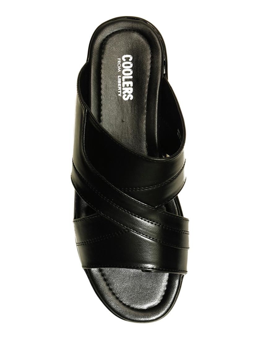 black leatherette slip on slippers - 16191153 - Zoom Image - 3