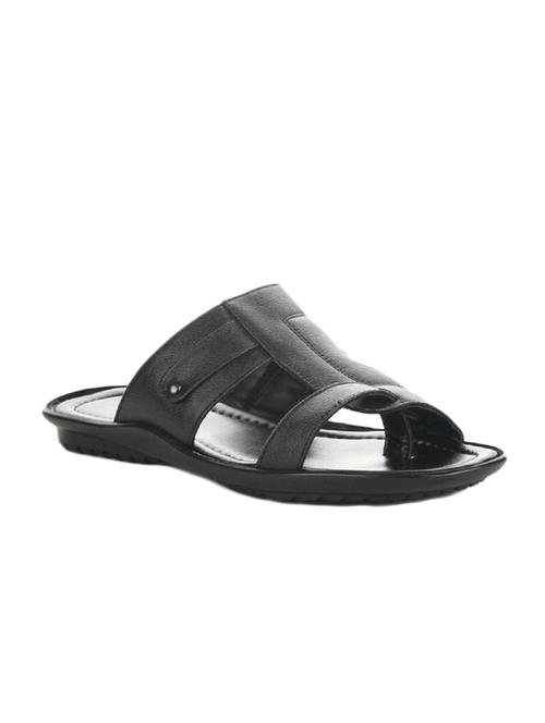 black leatherette slip on slippers - 16191167 - Standard Image - 1