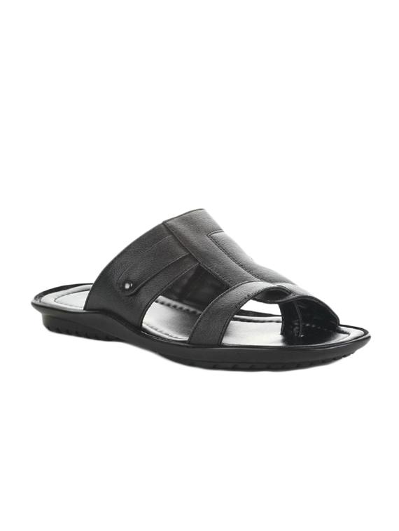 black leatherette slip on slippers - 16191167 - Zoom Image - 1