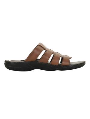 brown leather slip on slippers - 16191182 - Standard Image - 2