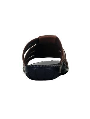 brown leather slip on slippers - 16191182 - Standard Image - 3