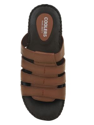 brown leather slip on slippers - 16191182 - Standard Image - 4