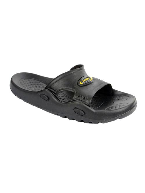 black PVC slip on flip flops - 16191188 - Standard Image - 1