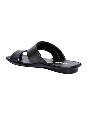 brown leatherette slip on slippers - 16191222 - Standard Image - 3