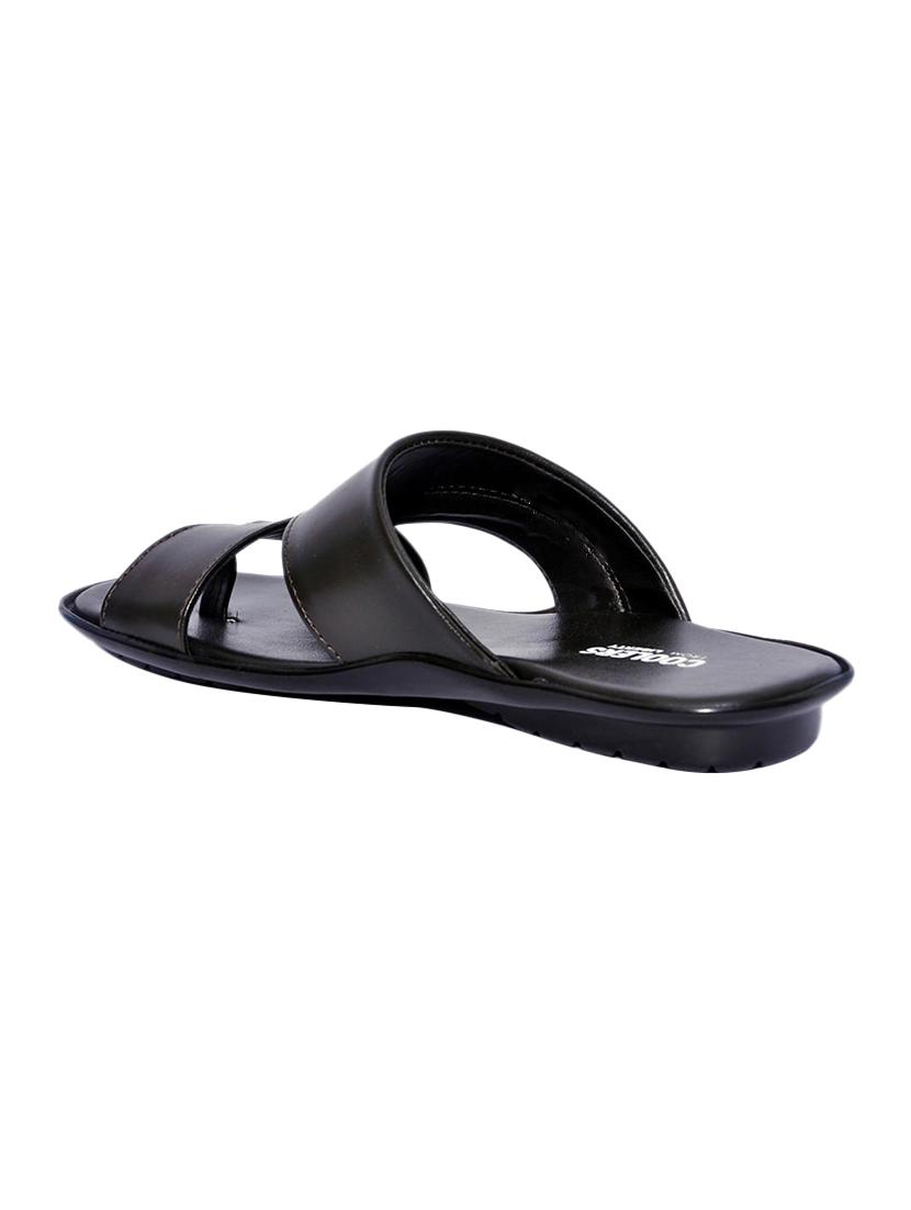 brown leatherette slip on slippers - 16191222 - Zoom Image - 3