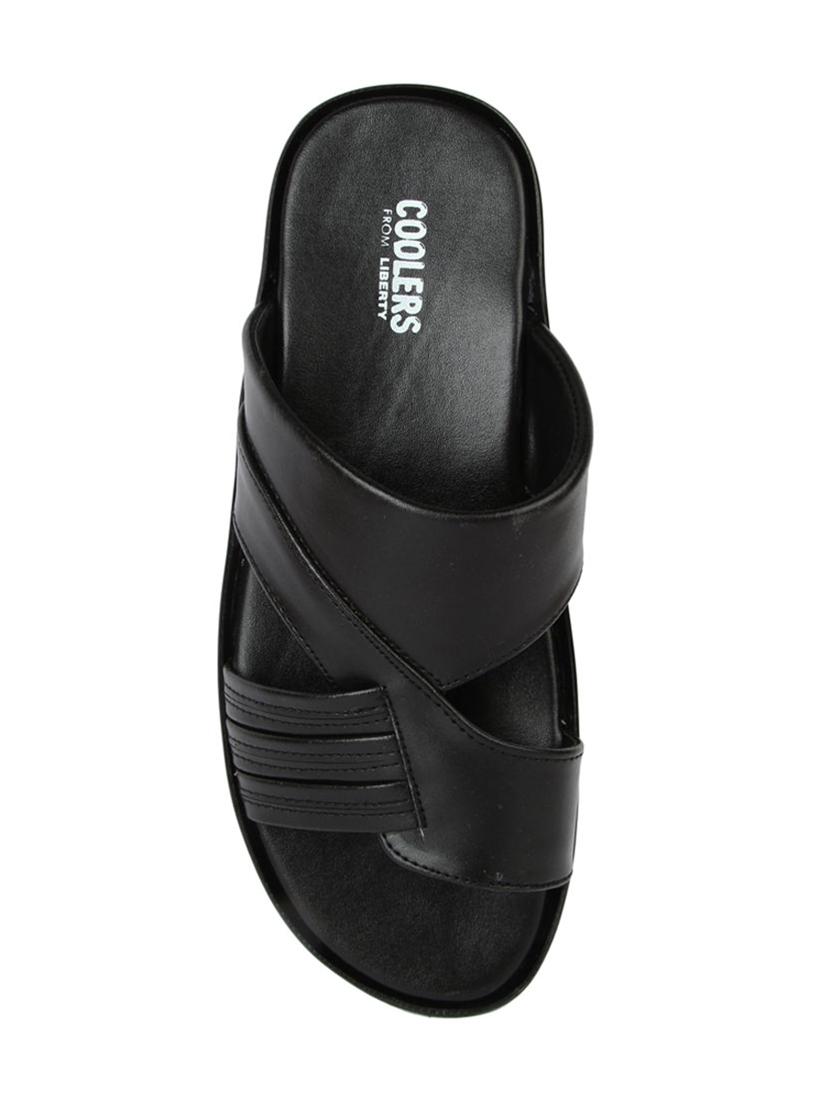 black leatherette slip on slippers - 16191224 - Zoom Image - 4