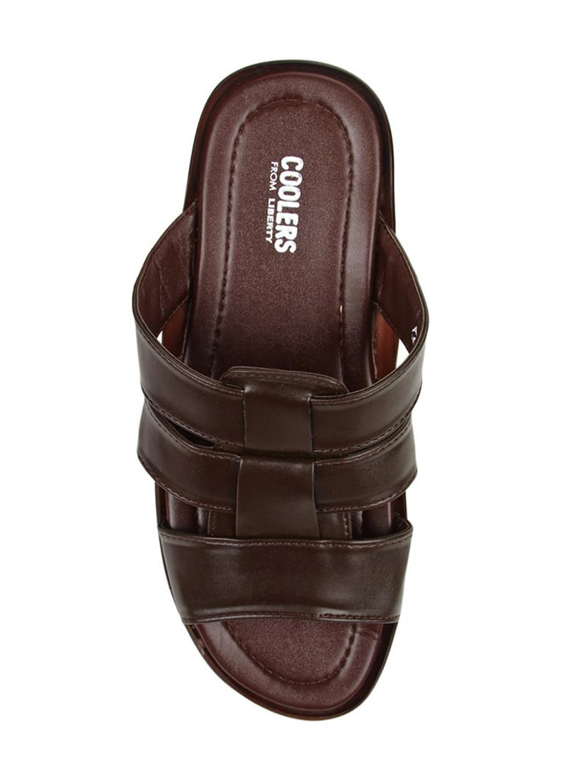 brown leatherette slip on slippers - 16191226 - Zoom Image - 4