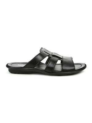 black leatherette slip on slippers - 16191228 - Standard Image - 2