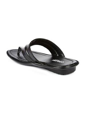 black leatherette toe separator slippers - 16191237 - Standard Image - 3