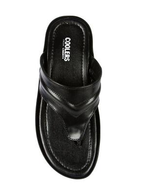 black leatherette toe separator slippers - 16191237 - Standard Image - 4