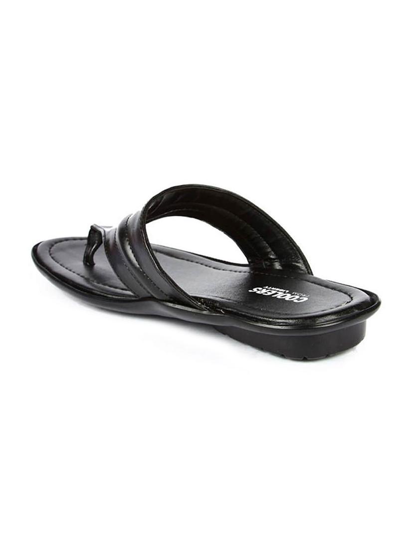 black leatherette toe separator slippers - 16191237 - Zoom Image - 3